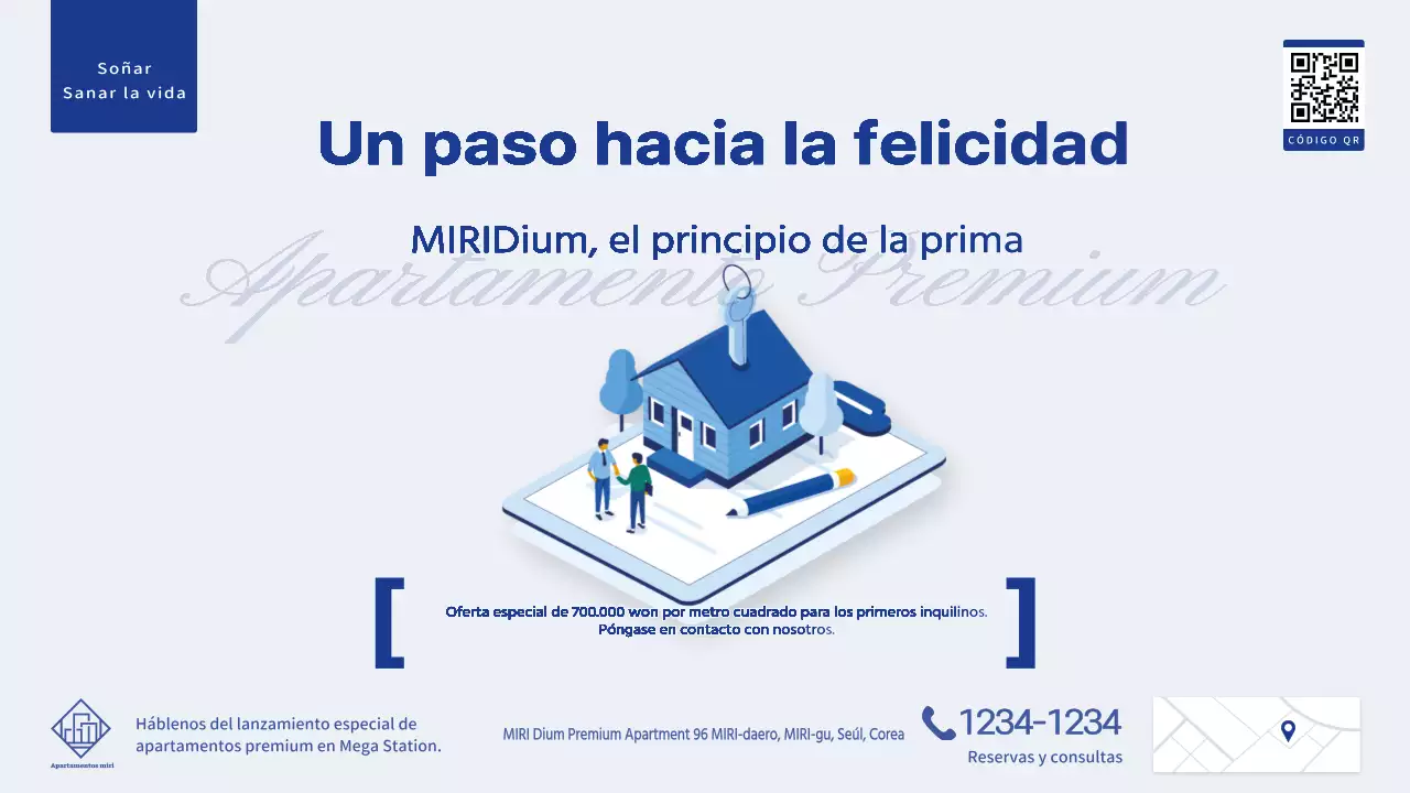 Moderno apartamento en venta en blanco y azul marino