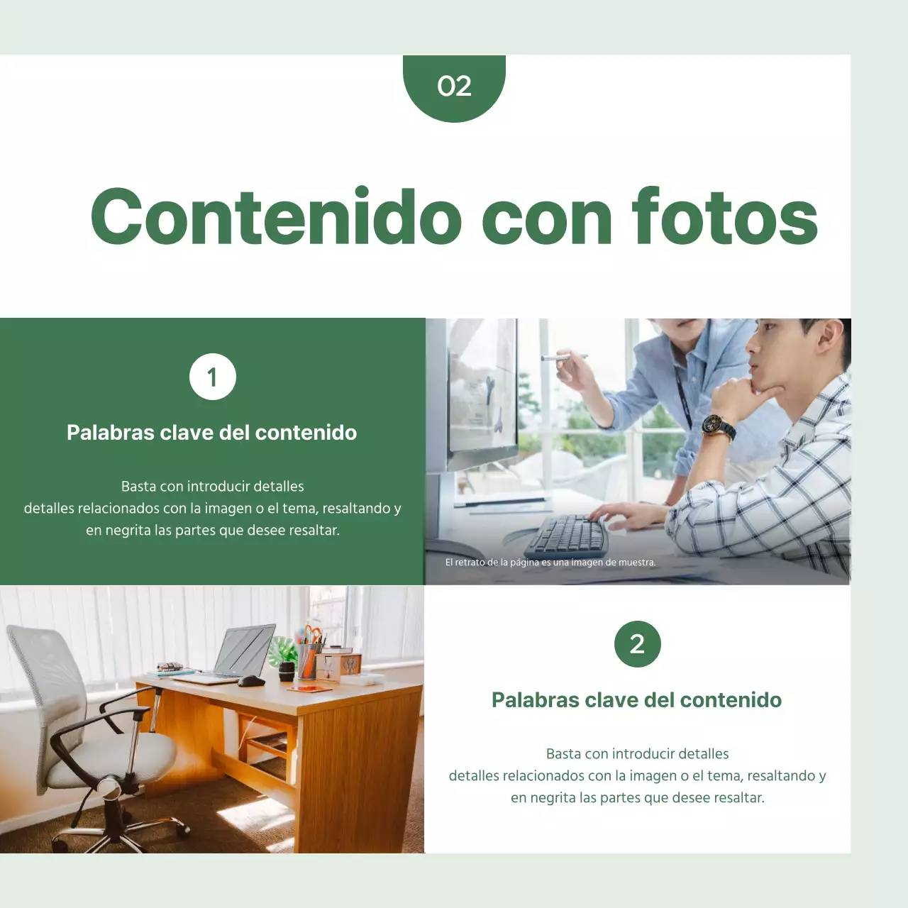 Un sencillo correo comercial en verde y blanco