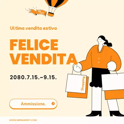 Simpatici annunci di sconti arancioni e gialli.