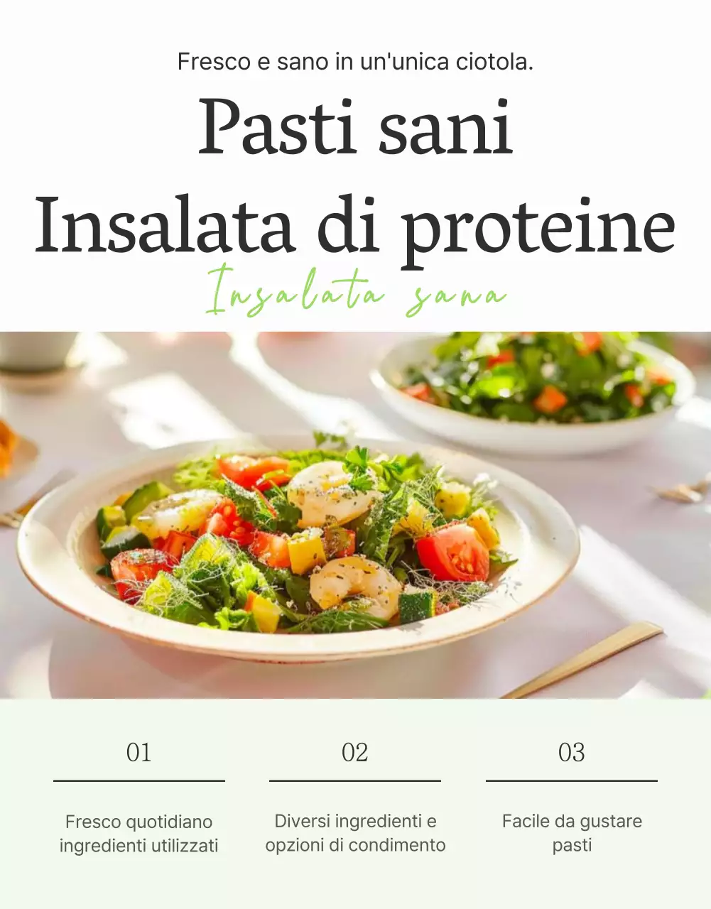 Promuovere una semplice pagina di dettaglio dell'insalata bianca e chartreuse