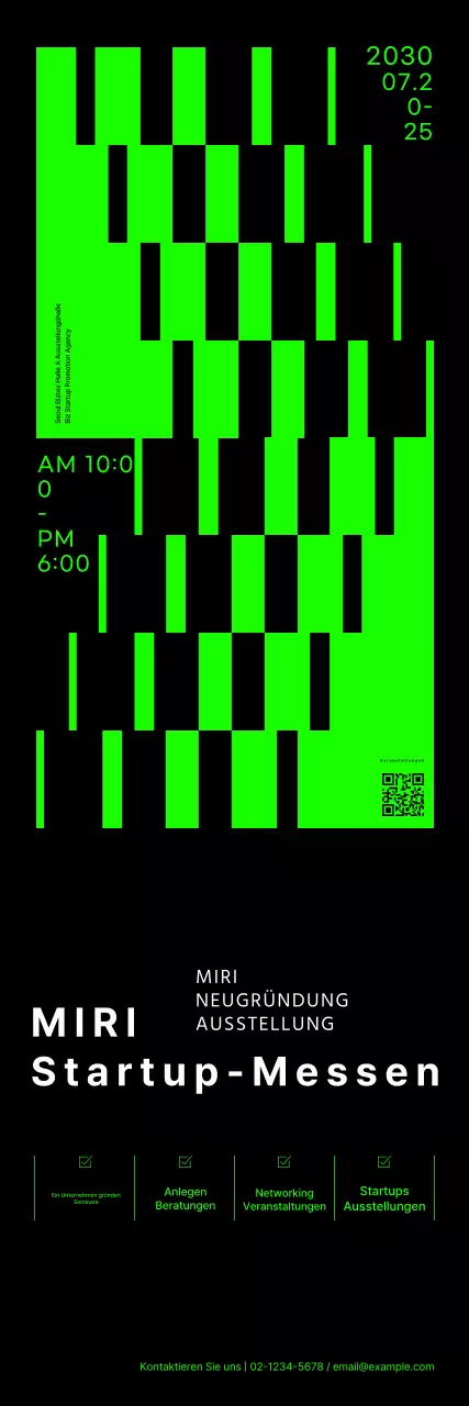 Startup-Messe-Banner mit Neon-Grafiken