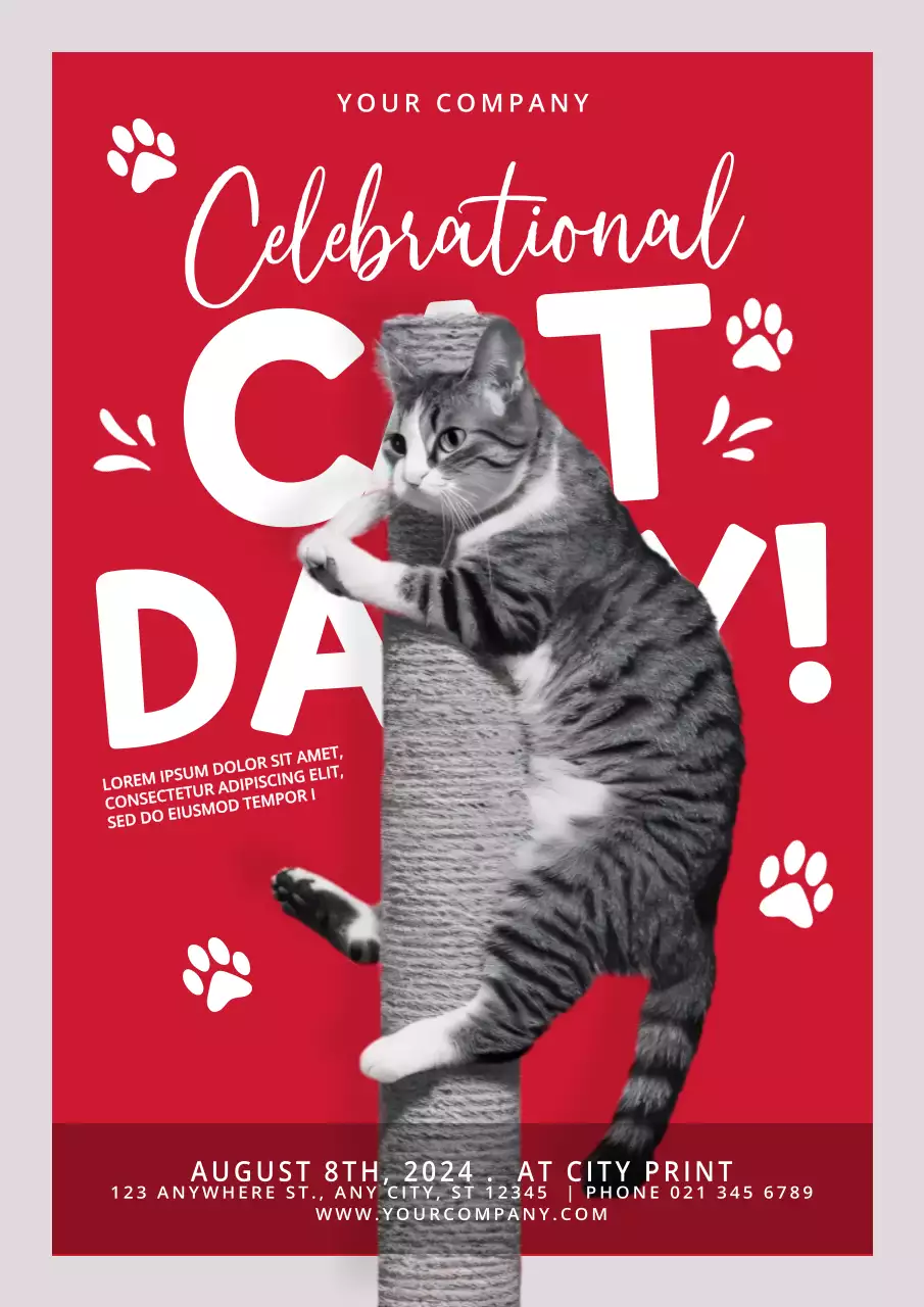 Red Trendy Cat Event Poster