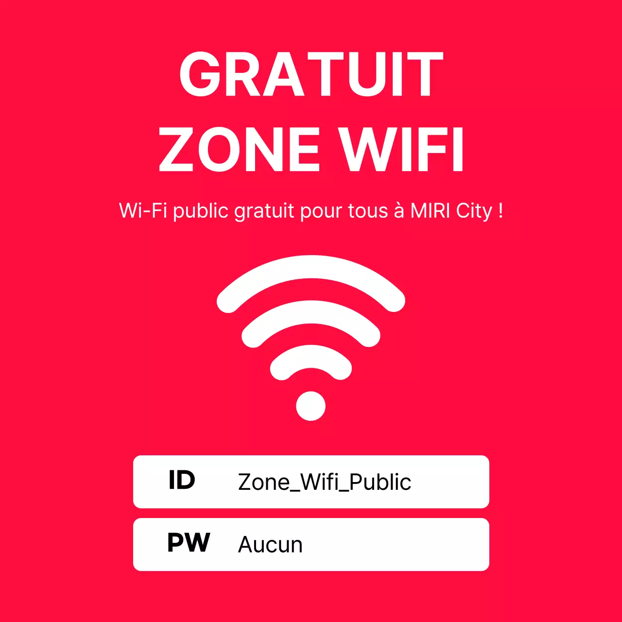 Annonces Wi-Fi gratuites soulignées en rouge et blanc