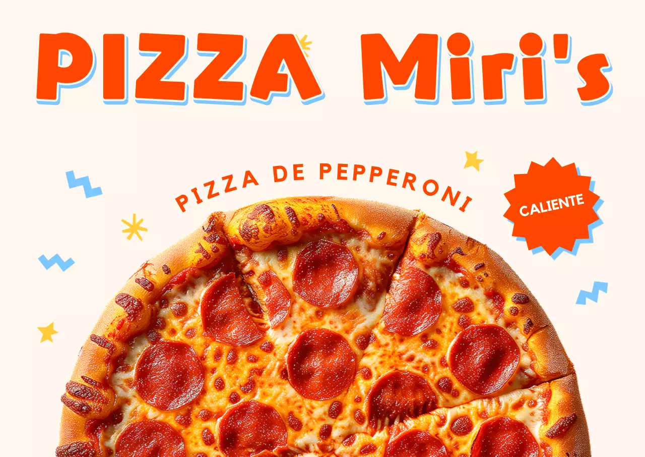Cartel tridimensional de pizza con diseño pop