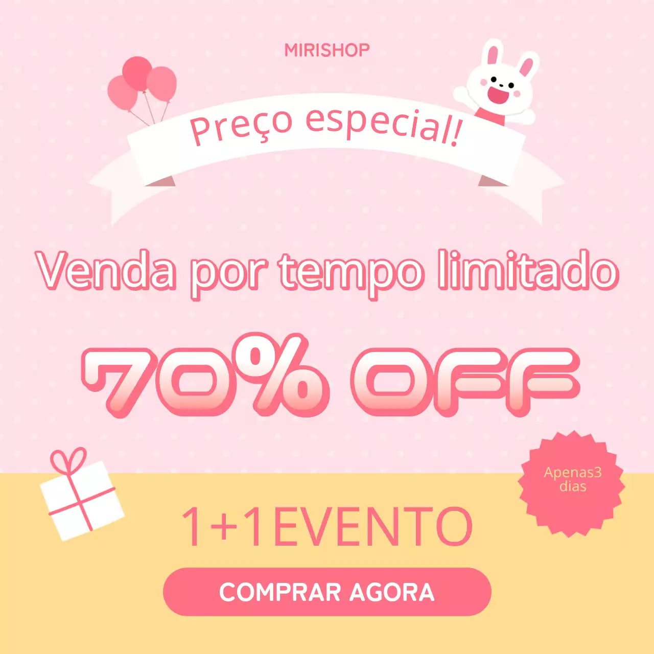 Um simples posto de venda a prazo cor-de-rosa e amarelo