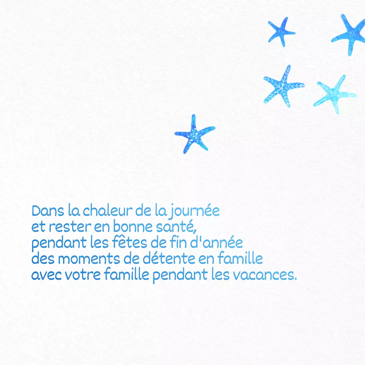 Collection de vœux d'été en calligraphie simple en bleu clair et bleu