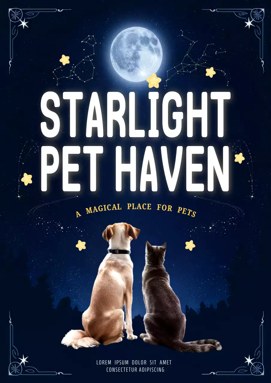 Blue Fantasy Pet Advertisement Poster