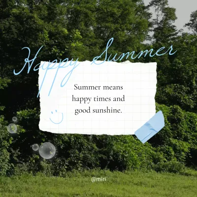 Green Simple Summer Greetings Card Social Media Post