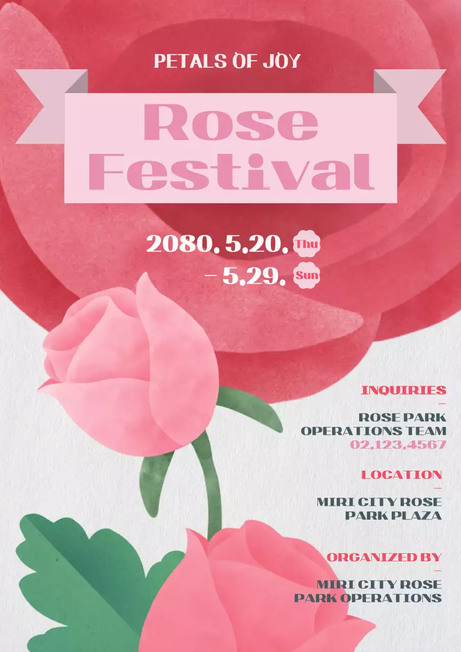 Pink Floral Festival Announcement Poster