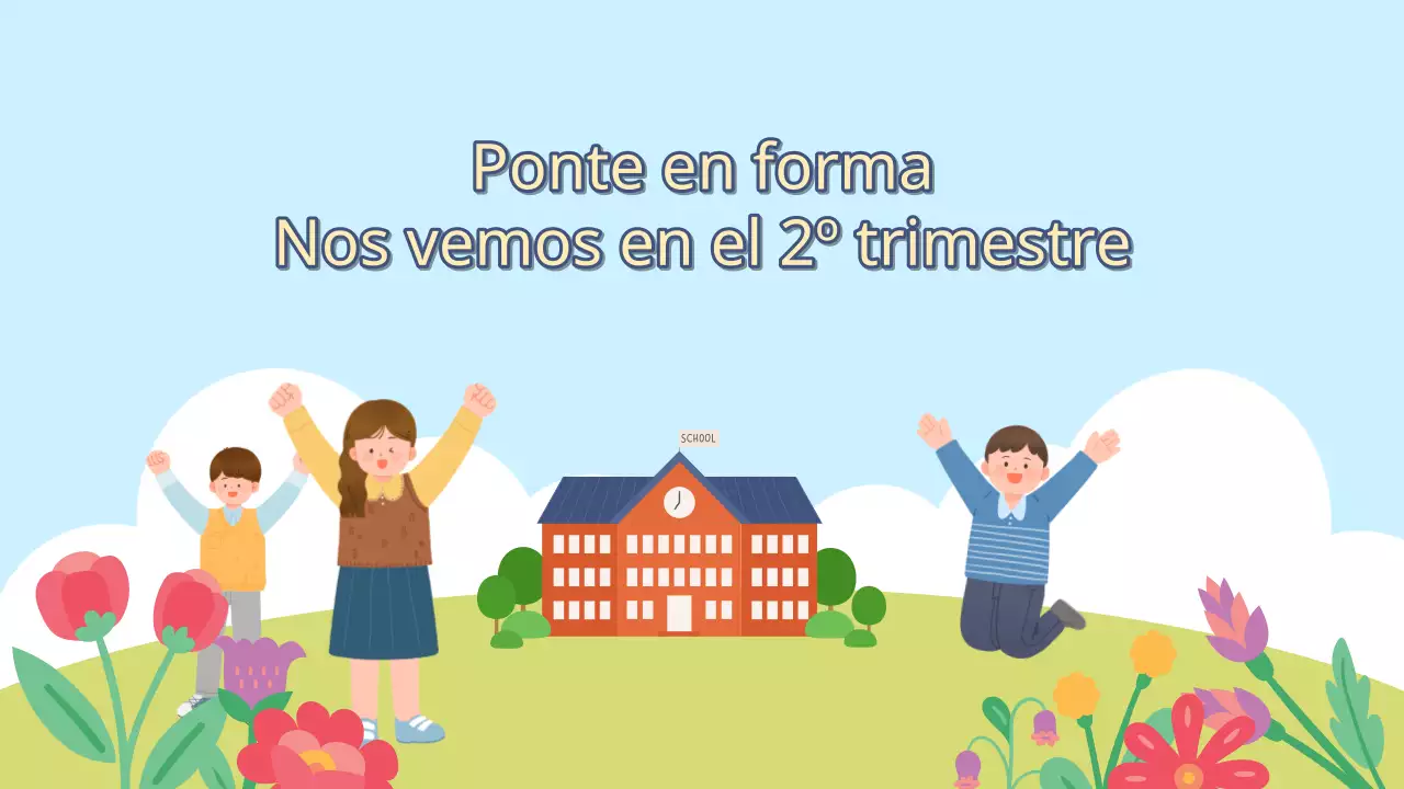 Presentación de las vacaciones escolares de verano en azul claro y chartreuse