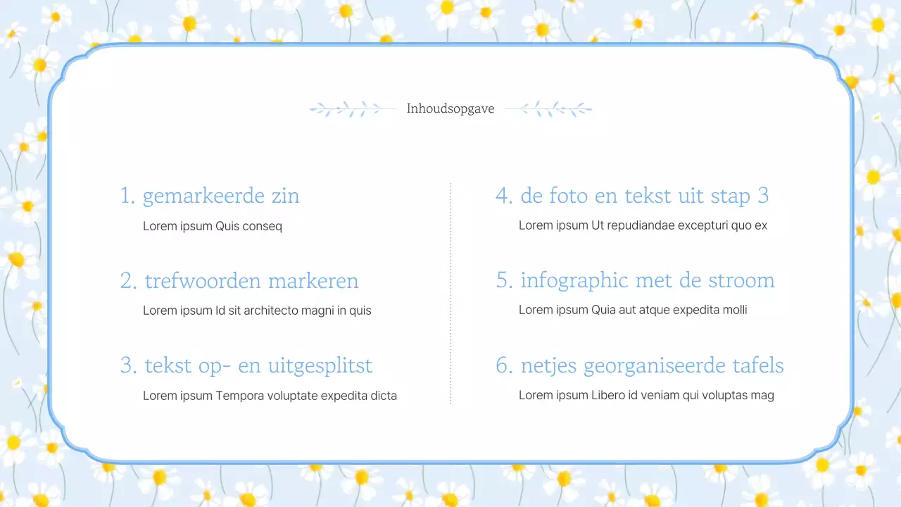 Eenvoudige zomerbloemen in lichtblauwe en gele presentatie