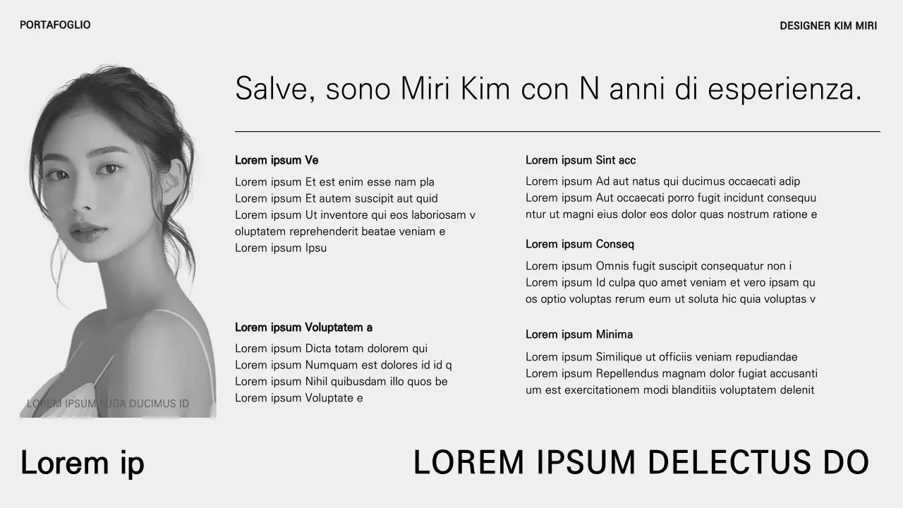 Un portfolio di carriera di base in bianco e nero