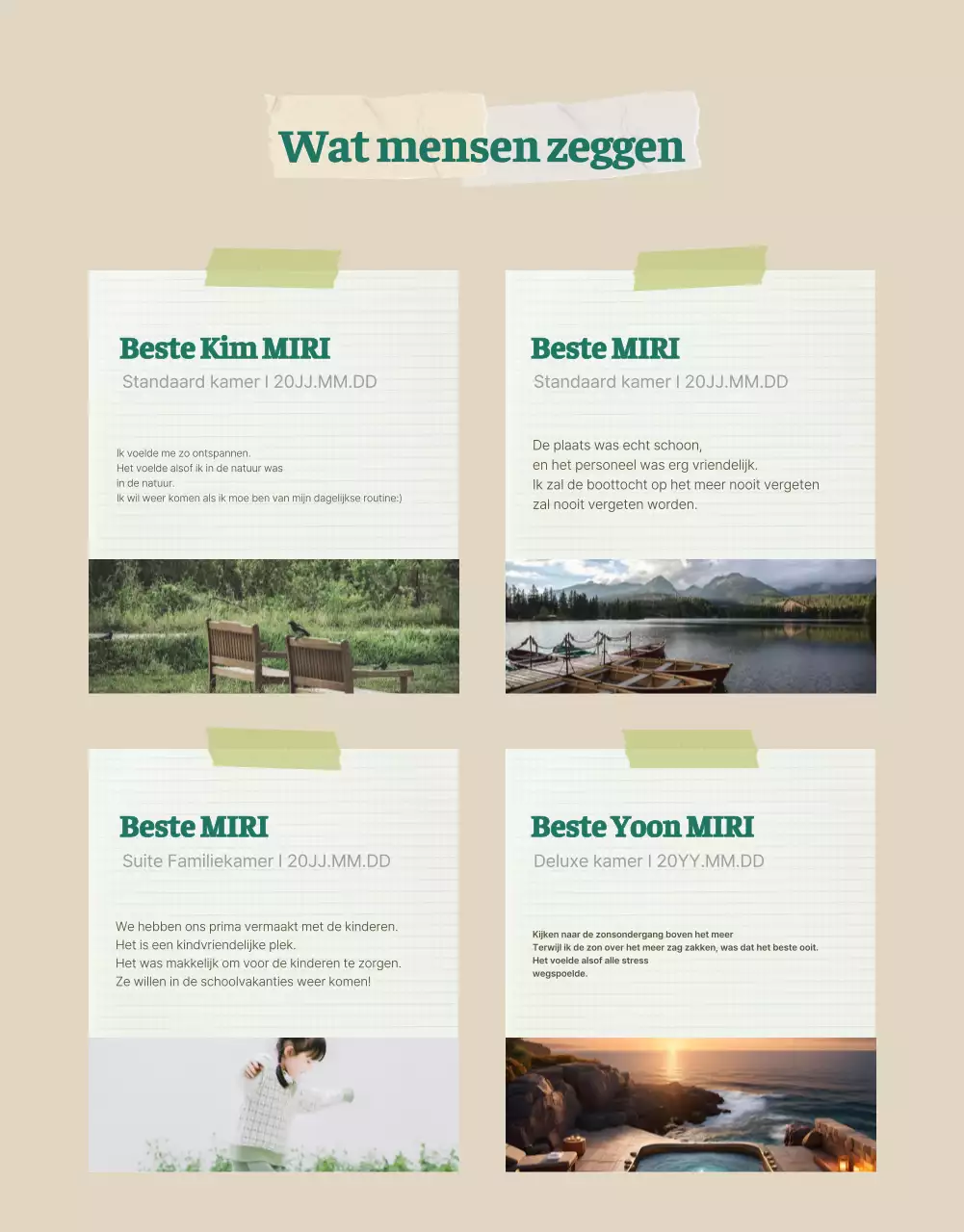 Groen en beige, een gezellig zomerverblijf voor de zintuigen