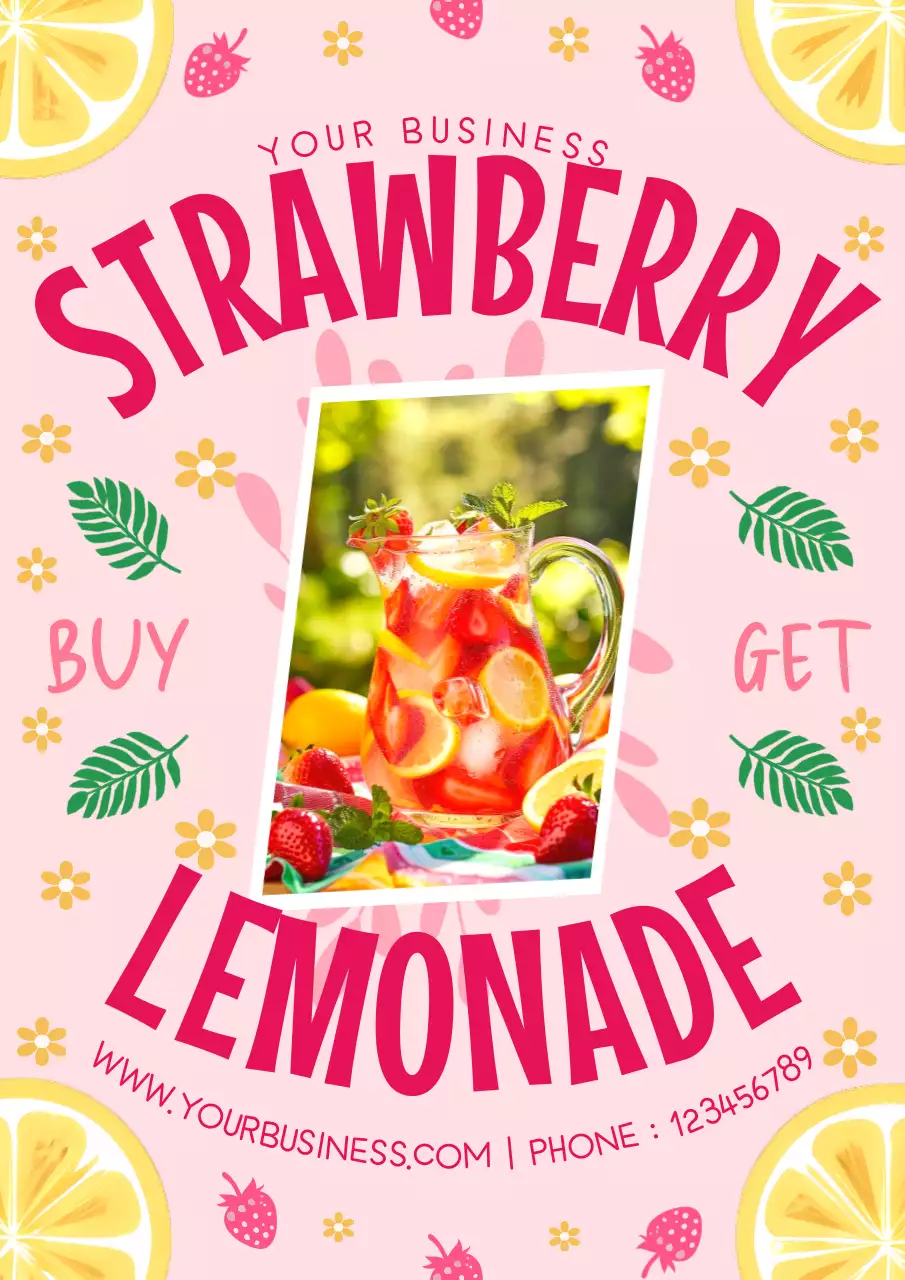 Pink Trendy Lemonade Promotion Poster
