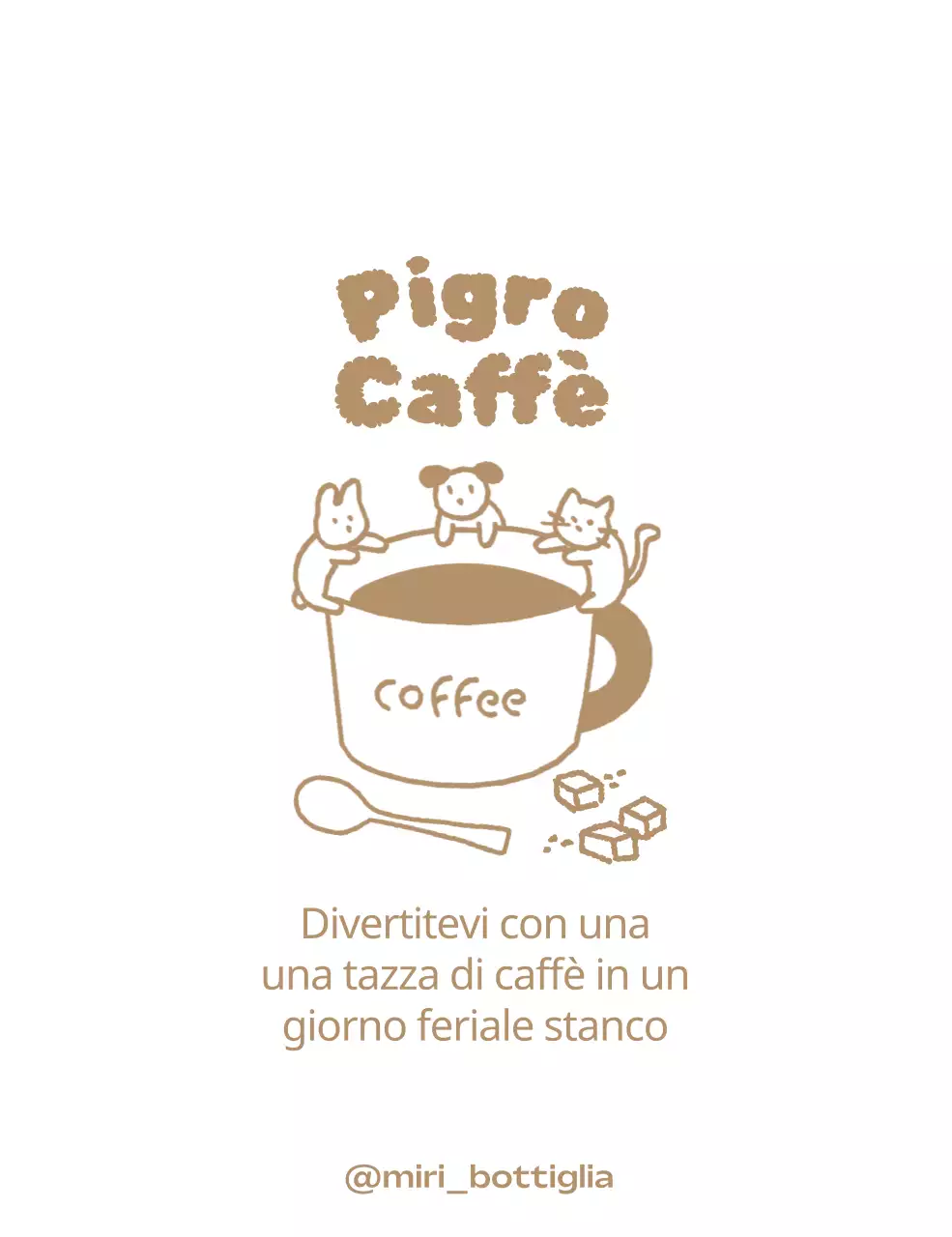 Concetto di doodle di tazza di caffè con animali simpatici
