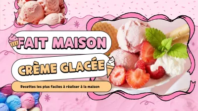 Couverture de recette de crème glacée maison adorable rose et orange