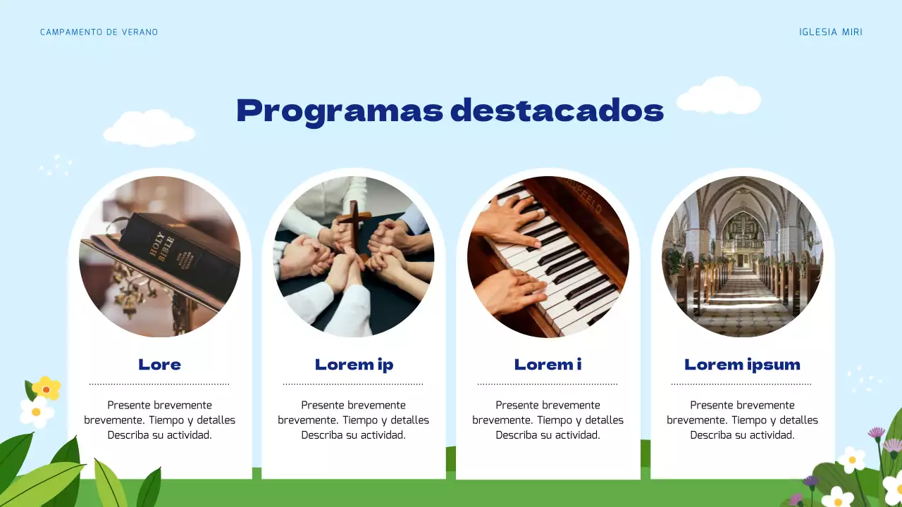 Recursos para la escuela bíblica de verano en azul claro y verde