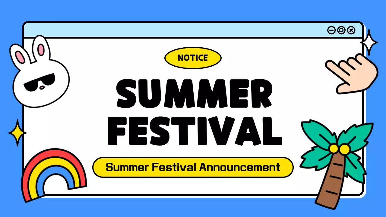 Announcing a kitschy summer festival in blue