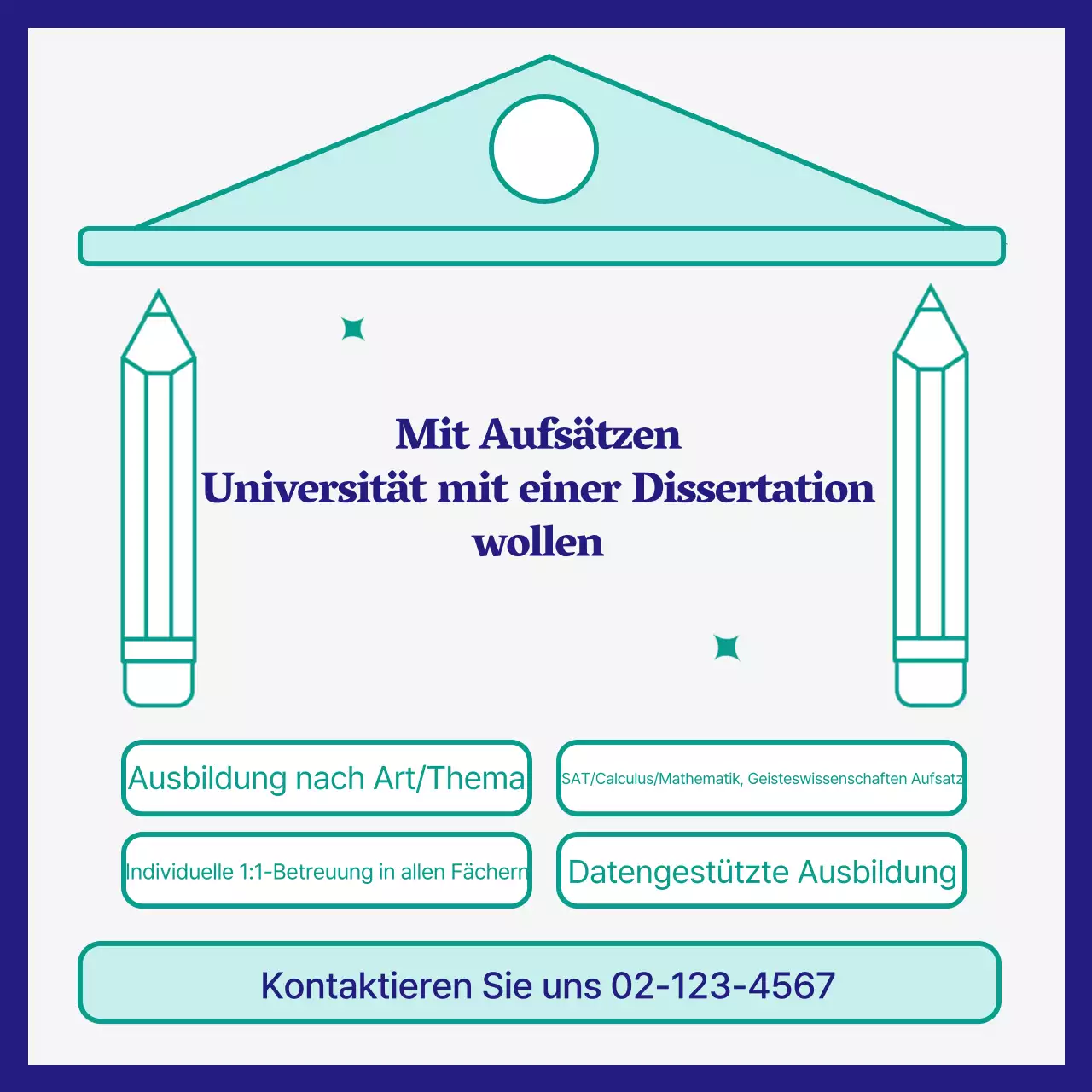 Einfache grüne und marineblaue Aufnahmeprüfung Aufsatz Schulförderung