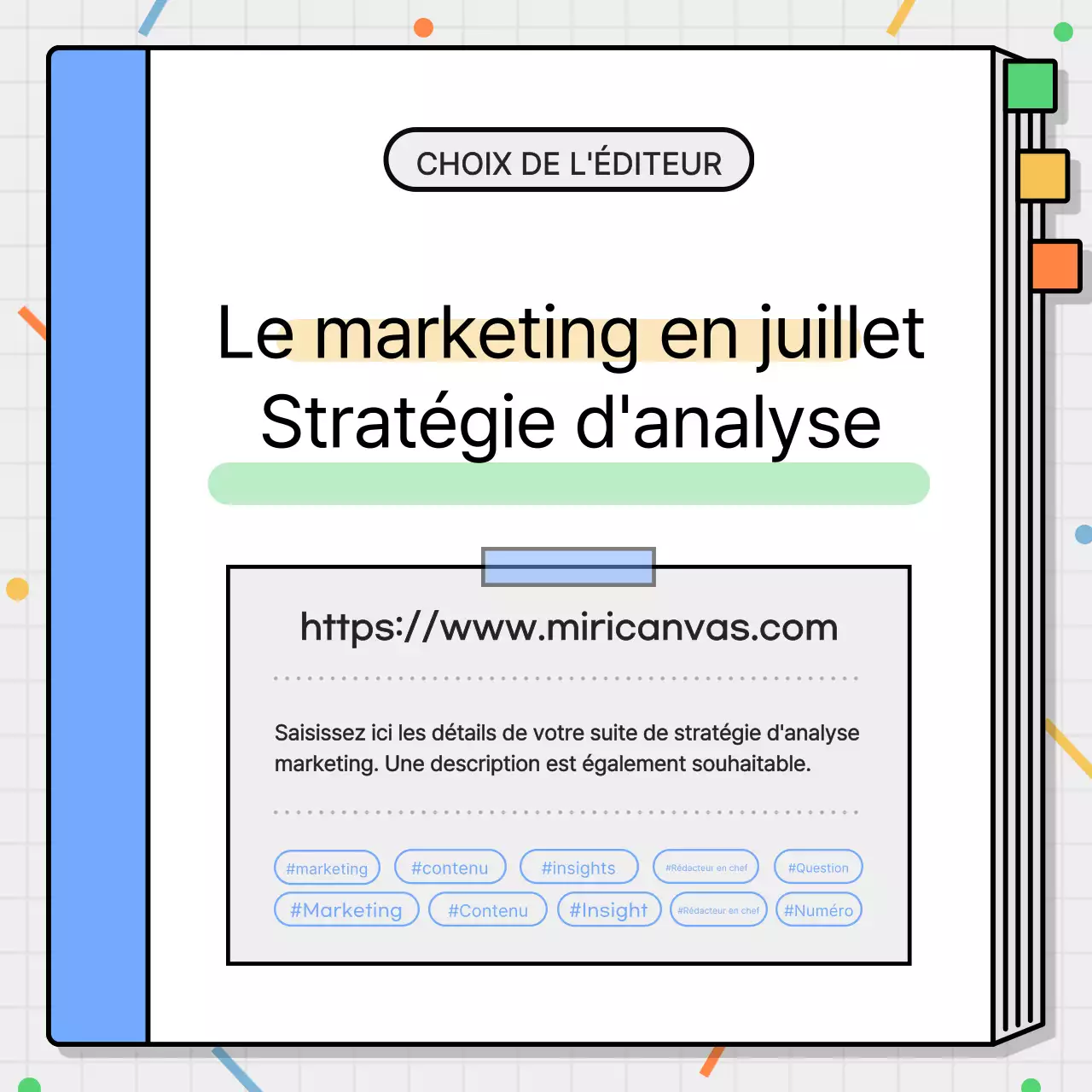 Promouvoir une stratégie simple de marketing insights en noir et bleu clair