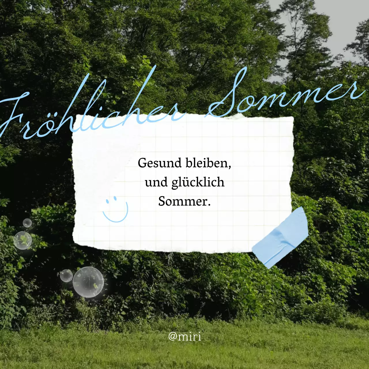Kitschige Sommergrußanzeige in Weiß und Grün