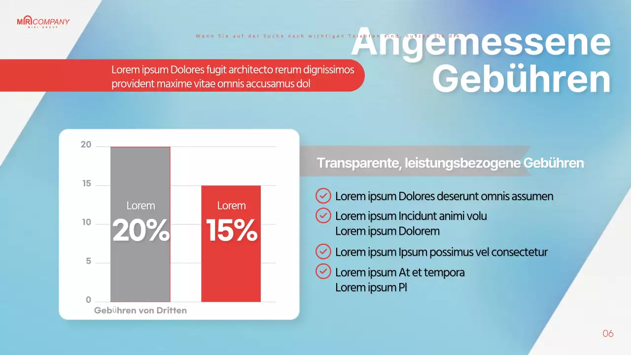 Hellblau und rot hervorgehobener Headhunting-Vorschlag