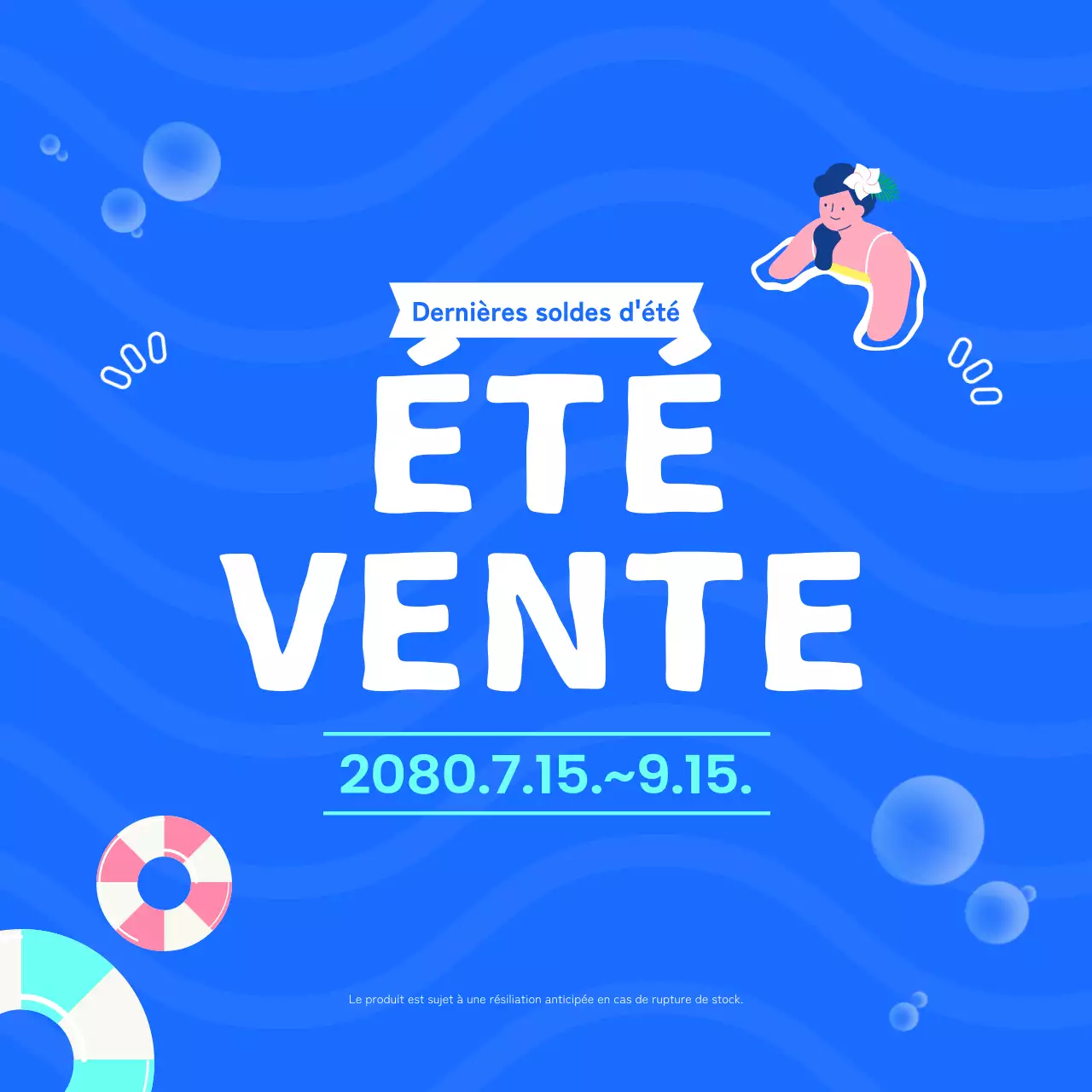 Jolies annonces bleues de réduction pour l'été.