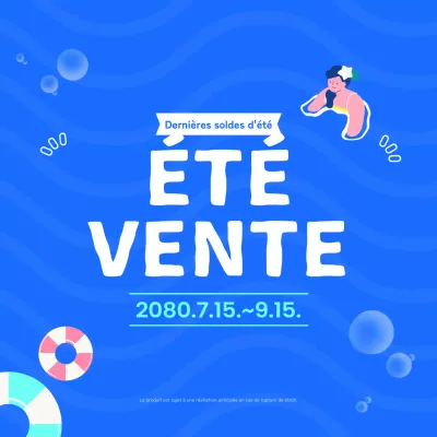 Jolies annonces bleues de réduction pour l'été.