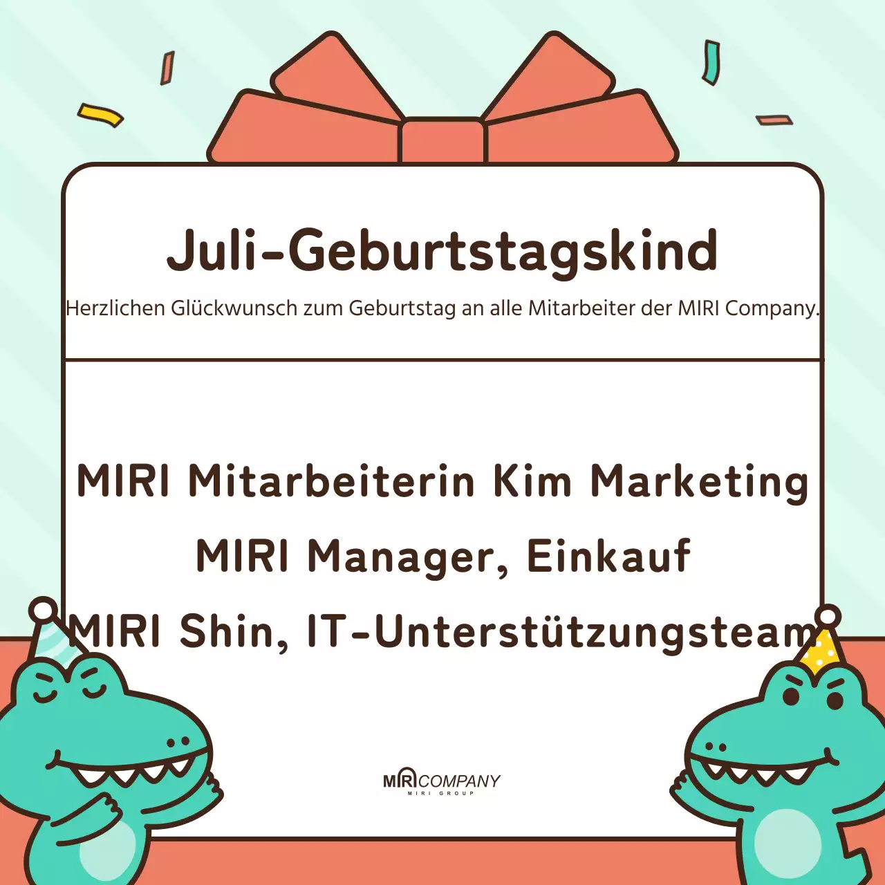 Eine kitschige Geburtstagsanzeige in Grün und Rosa