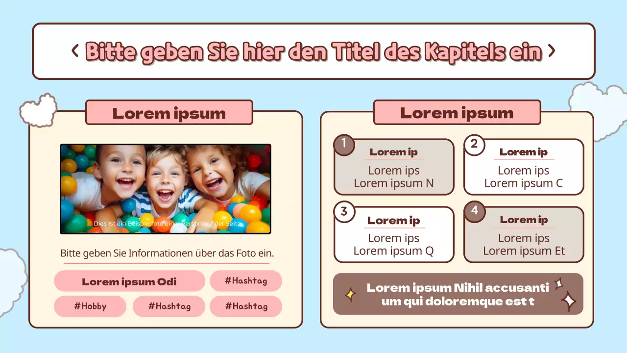 Hübsches hellblaues und rosa Einführungsmaterial für den Unterricht