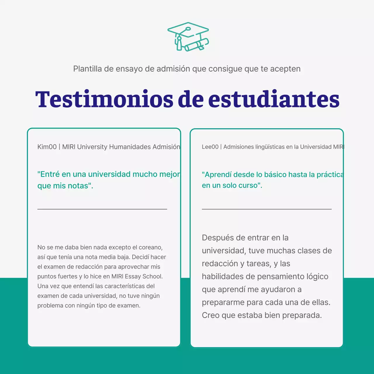 Ensayo de selectividad simple verde y azul marino promoción escolar