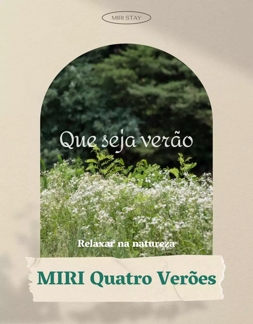 Verde e bege, um refúgio de verão acolhedor para os sentidos