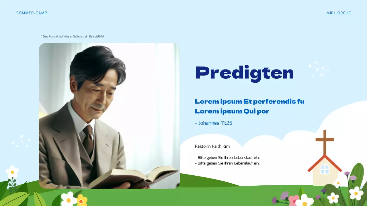 Hellblaue und grüne Ressourcen für die Sommerbibelschule