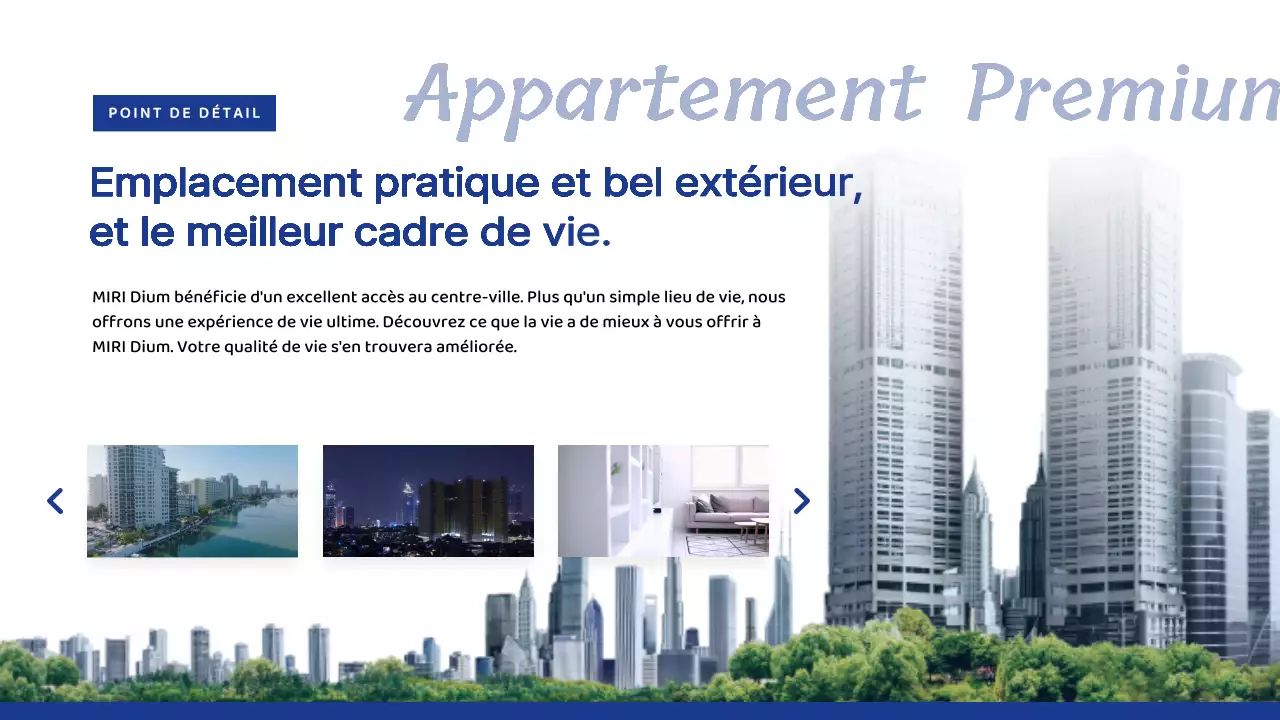Appartement moderne à vendre en blanc et bleu marine