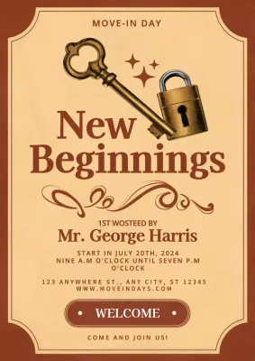 Brown Vintage Move-In Announcement Poster