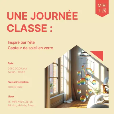 Annonce d'un cours d'un jour minimaliste jaune et rouge