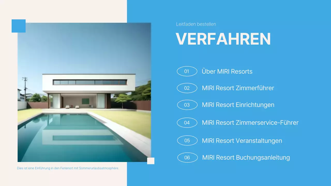 Eine einfache blaue und elfenbeinfarbene Resort-Fibel