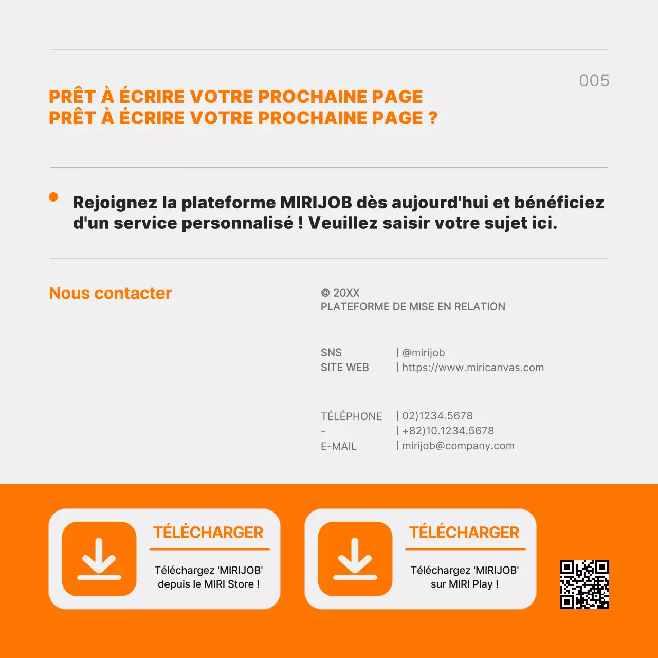 Promouvoir une plateforme de recherche d'emploi noire et orange très tendance