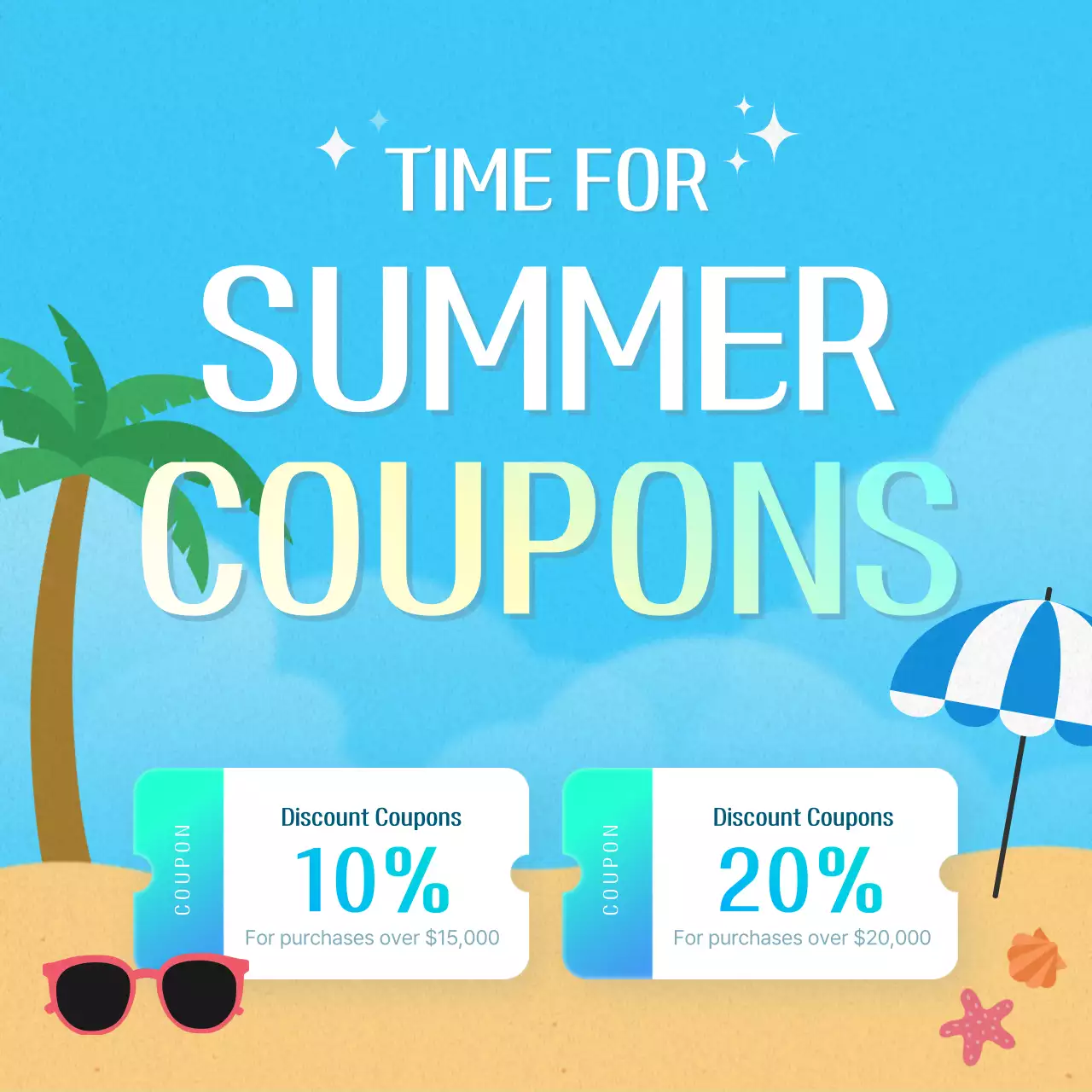 Blue Trendy Summer Promotion Social Media Post