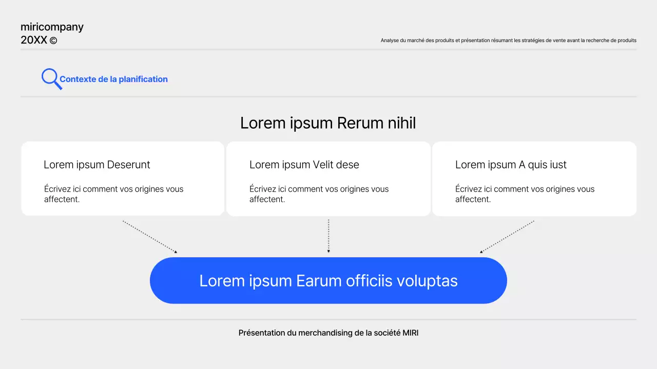Un rapport simple sur la planification des produits en bleu et gris