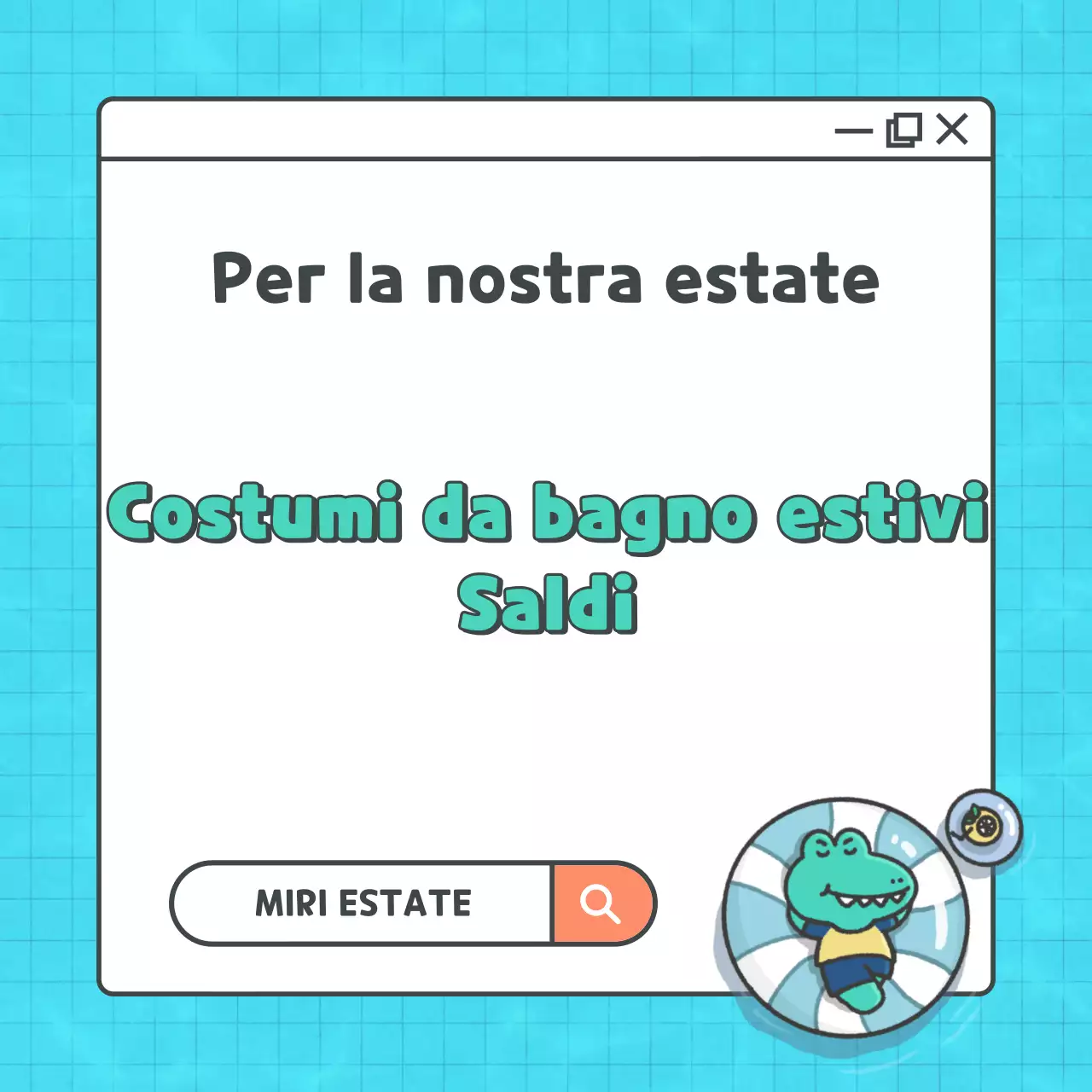 Promuovete una vendita di costumi da bagno estivi minimalisti in azzurro e bianco