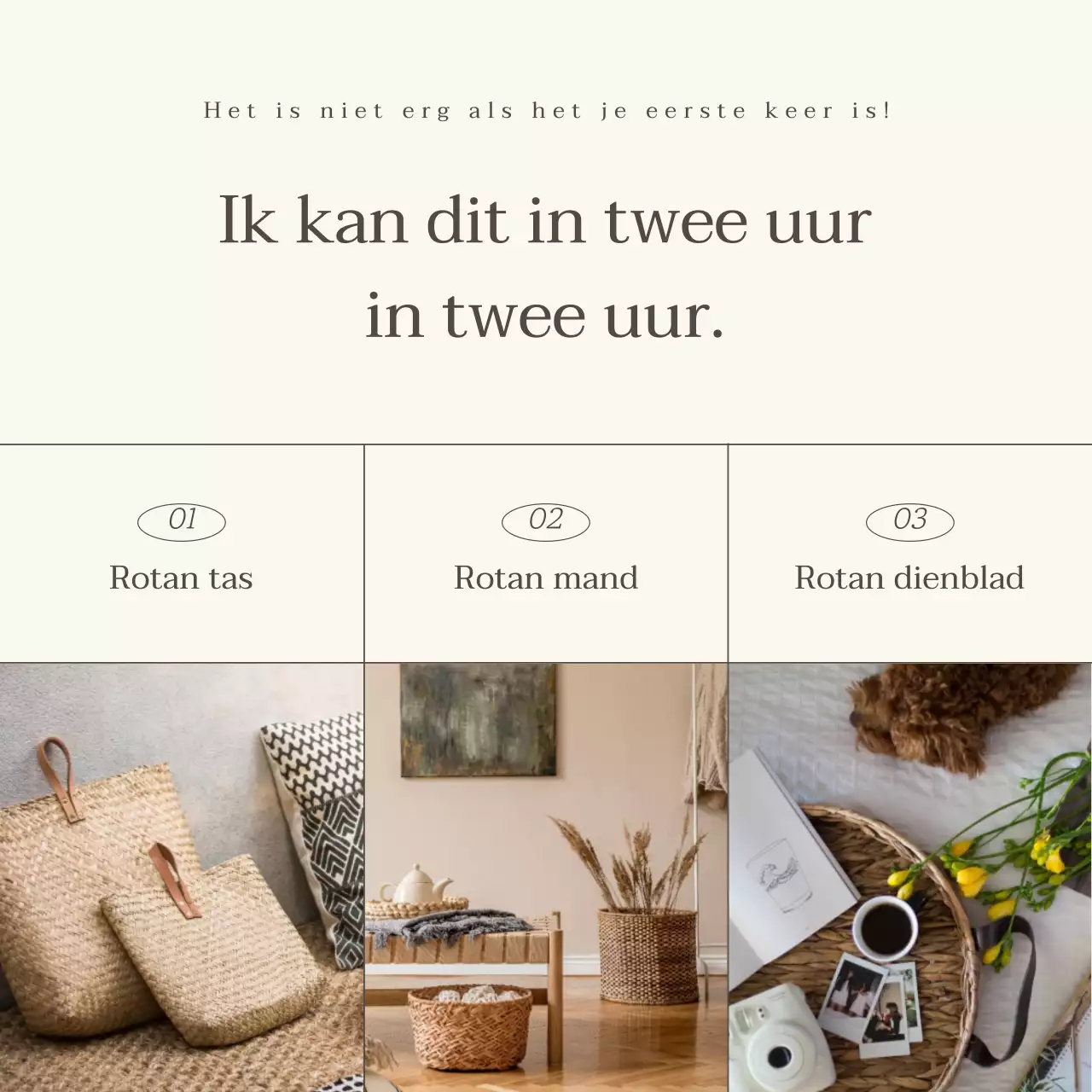 Aankondiging van een luxe eendaagse les in ivoor en bruin