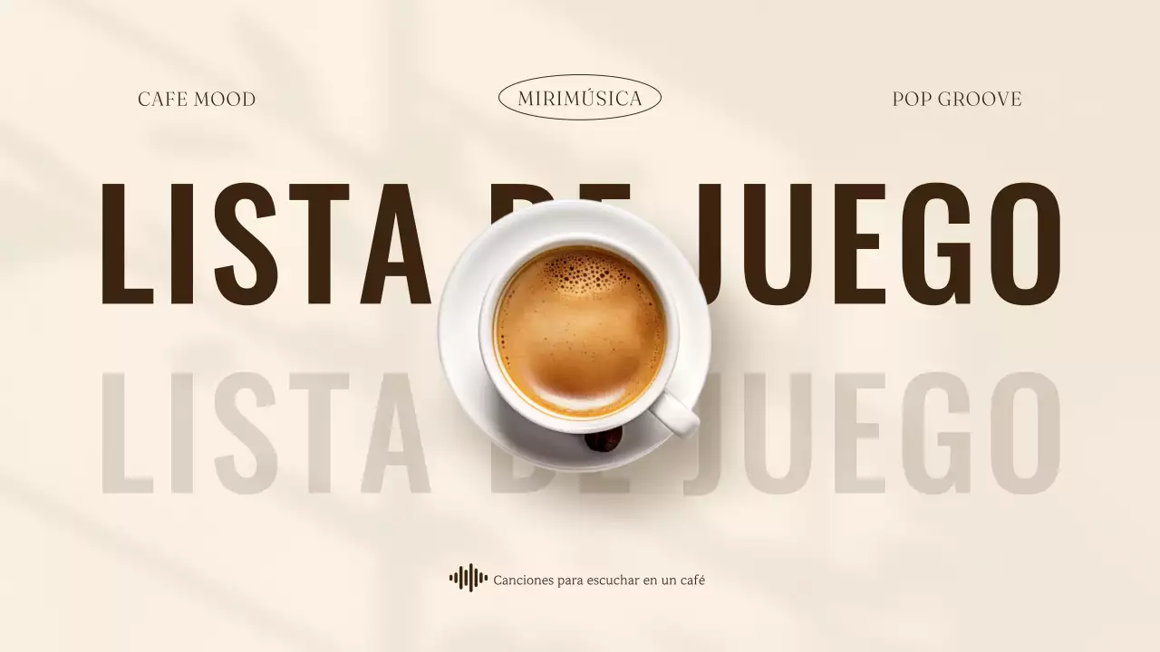 Sencilla funda de lista de reproducción inspirada en un café en beige y marrón