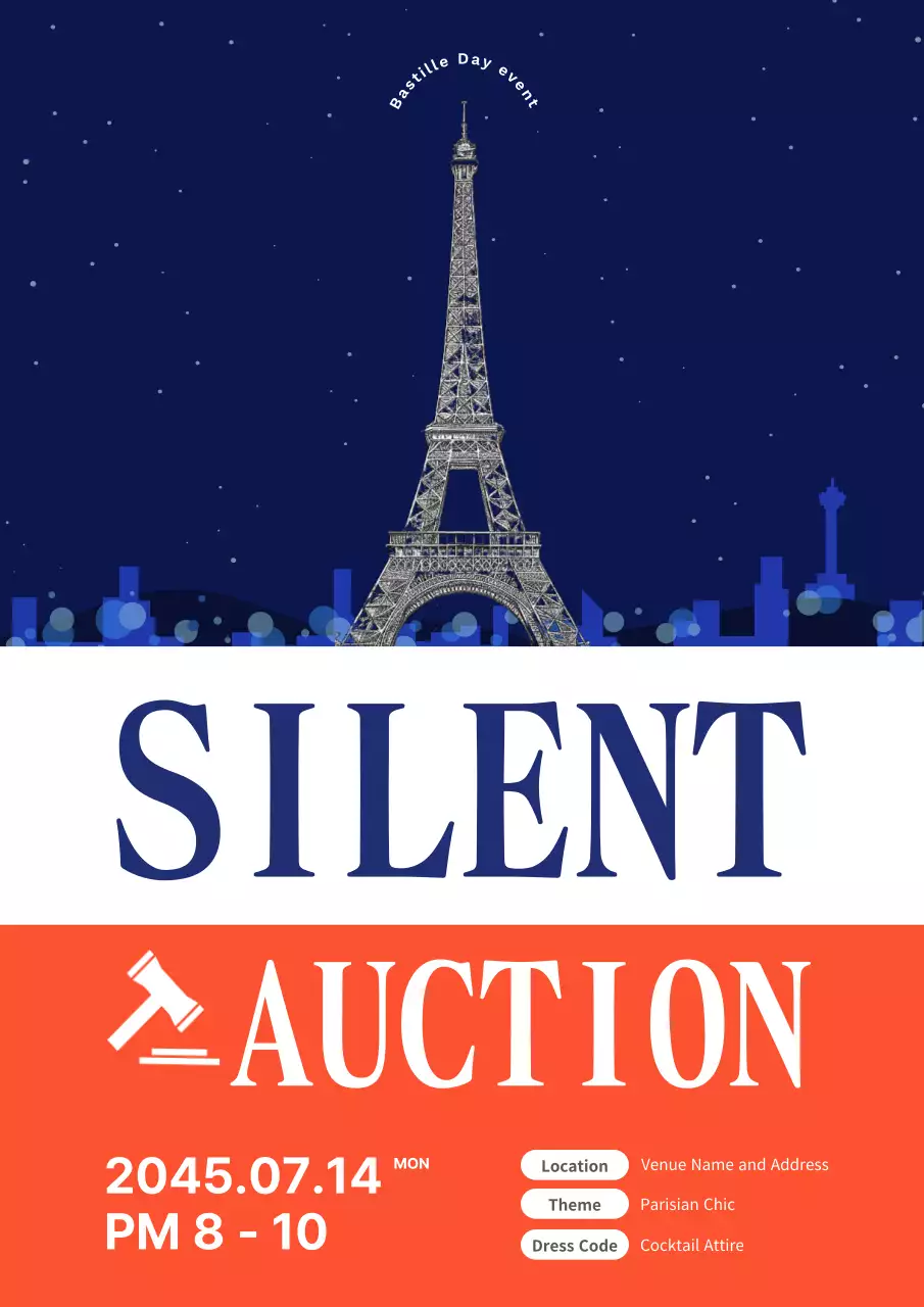 Navy Elegant Auction Announcement Poster