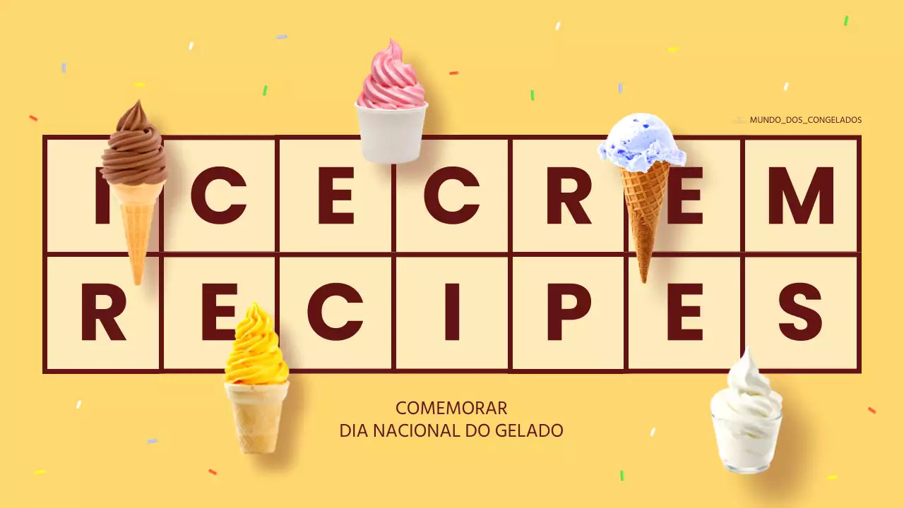 Receita de gelado moderno amarelo e castanho explicada