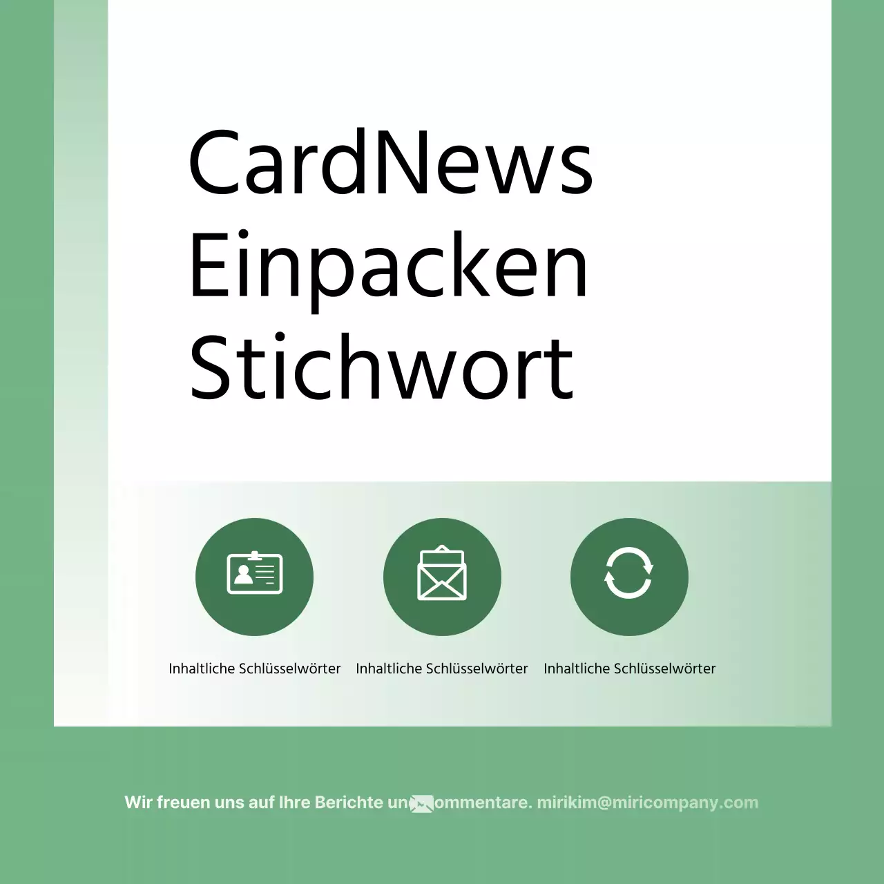 Eine einfache Geschäftspost in Grün und Weiß