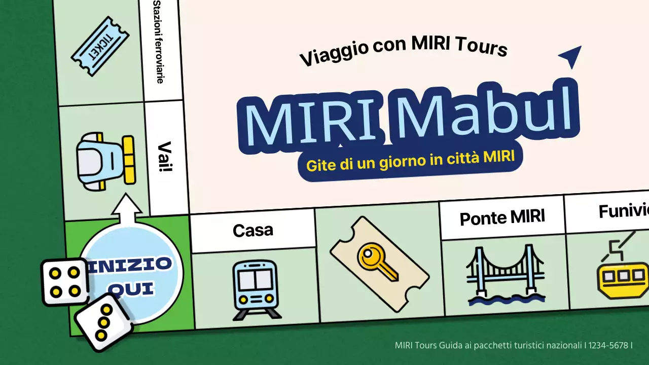 Promuovere i pacchetti turistici nazionali in uno stile verde e blu, da gioco da tavolo, ma con un tocco di classe.