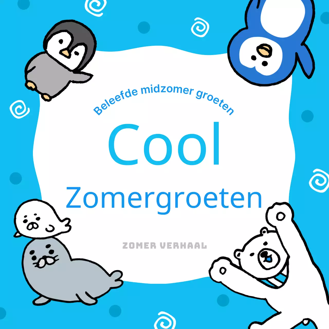 Een mooie zomerse wenskaart in blauw en wit