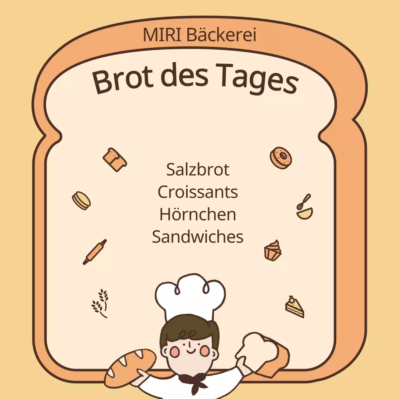 Über die gelbe und orangefarbene Bäckerei-Linie