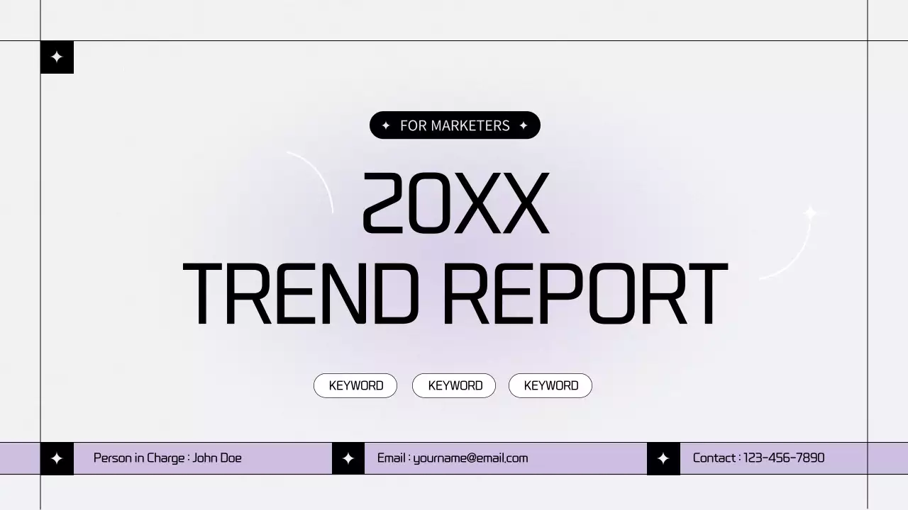  회색과 보라색의 트렌디한 마케팅 보고서